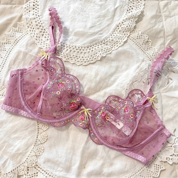 For Love and Lemons Floral Mesh Bra - Picture 1 of 6